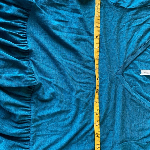 MATILDA JANE Tiered Knit Dress‎ Teal Modal Long Sleeves Vneck Boho Cottagecore S - Picture 8 of 10
